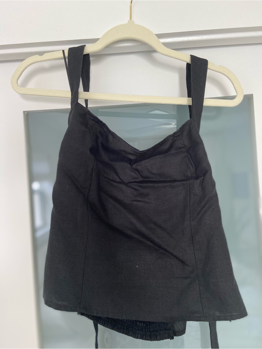Quince Black Linen Halter Top